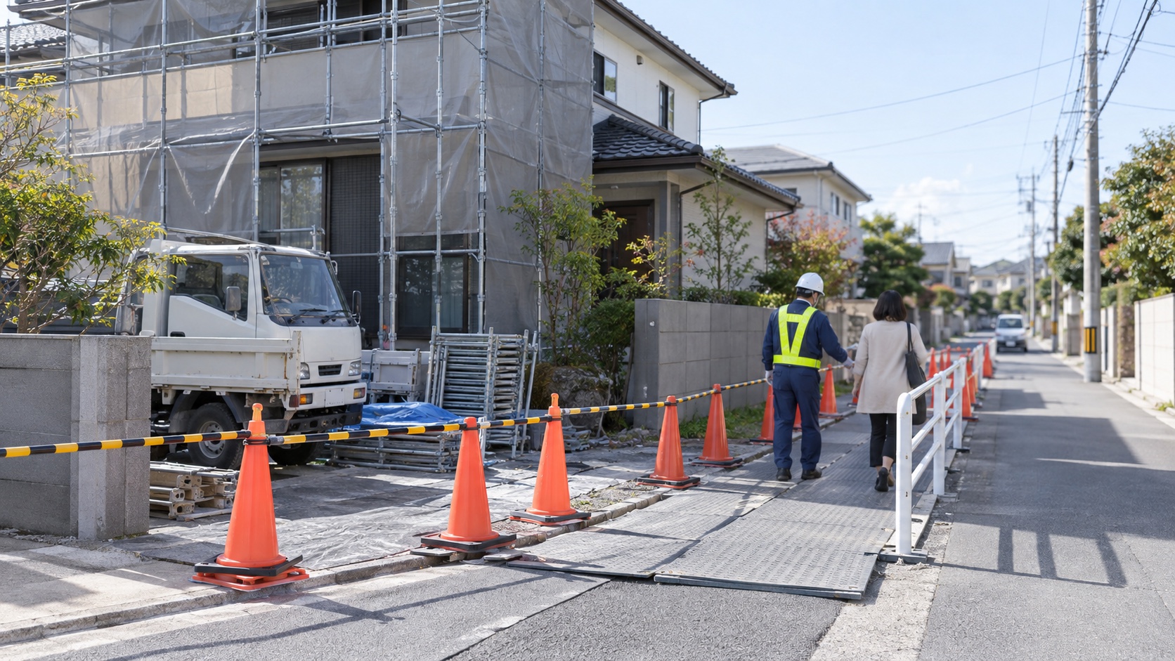 住宅外構工事の前面道路で歩行者動線を確保するテーマ画像