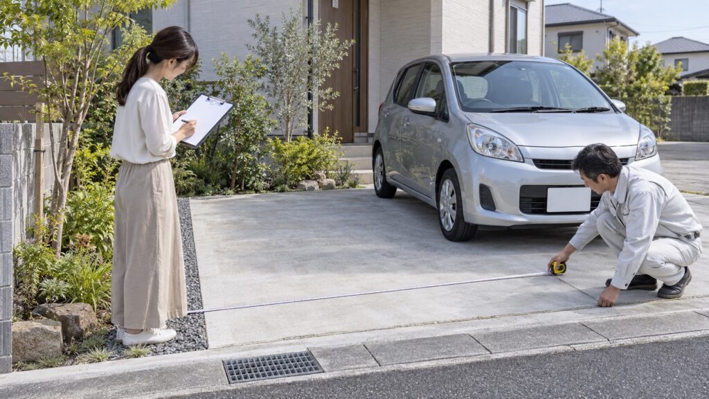 庭を駐車場へ改修する前に車両寸法と届出書類を確認するテーマ画像