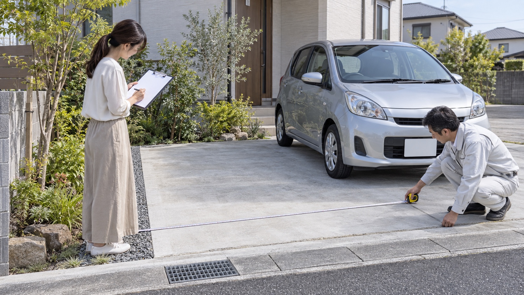 庭を駐車場へ改修する前に車両寸法と届出書類を確認するテーマ画像